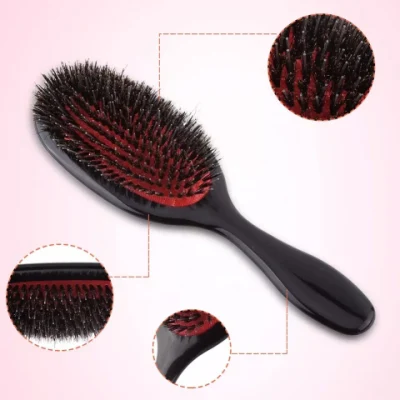 Yaeshii Factory OEM Logo ABC Handle Oval Nylon Boar Bristle and Detangling Hair Brush