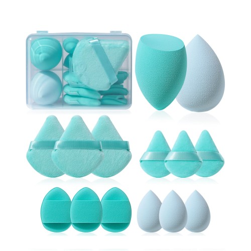 14PCS Eco-Friendly Triangle Water Drop Makeup Blender Sponges Set Soft Non-Latex Face Foundation Sponge Setting Powder