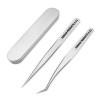 Eyelash Extension Tweezers Professional 2 Pcs Straight and Curved Pointed Tweezers Crafted Tweezers for 3D-6D olume False