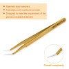 2 Pieces Straight and Curved Tip Tweezers Eyelash Extension Tweezers Stainless Steel False Lash Application Tools (Gold)