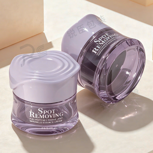 50g Purple Transparent Glass Cream Jar with Light Purple Decorative Lid, Cosmetic Jar for Face Cream & Skin Balm