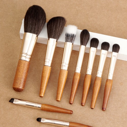 9pcs Professional Makeup Brush Set with Natural Wooden Handle Premium Synthetic Hair Foundation Powder Eyeshadow Brushes Private Label