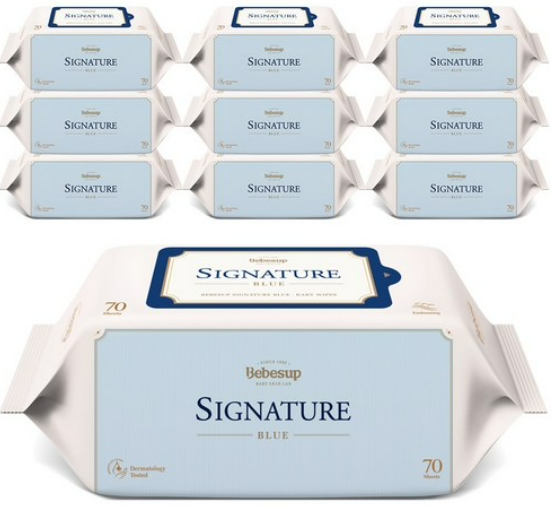 Bebesup Signature Blue Wet Wipes, Embossed 70 Sheets With Cap (75GSM)