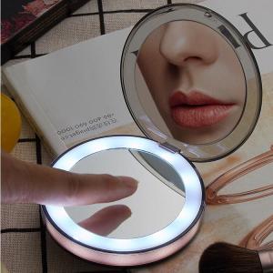 Cartoon Pattern Double Sided Led Folding Mirror Portable LED Lighted Magnifying Pocket Mirror