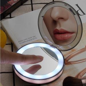 Cartoon Pattern Double Sided Led Folding Mirror Portable LED Lighted Magnifying Pocket Mirror