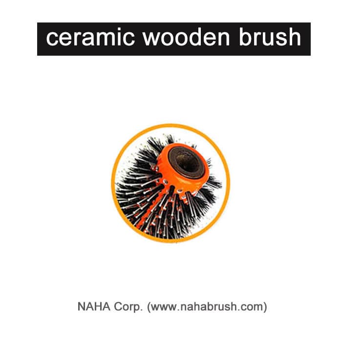 Ceramic Wood Round Hairbrush_W11