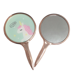 Cosmetic mirror Handheld hair mirror single side mirrors with printed unicorns