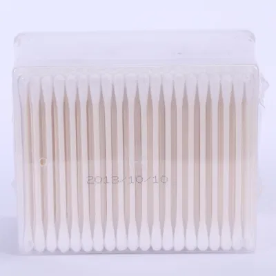 Double Head Cleaning Stick Ear Cotton Bud Long Paper Stick Cleaning Q Tips Cotton Swab in Square Box