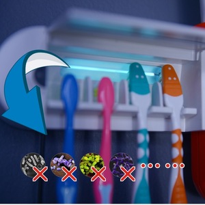 Electric UV Light Sanitizer Kills 99.9% Bacteria Toothbrush holder Sterilizer & Toothpaste dispenser