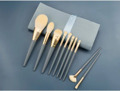 High-Quality 10-Piece Blue Bridge Makeup Brush Set: Portable Foundation Powder Blusher Brushes