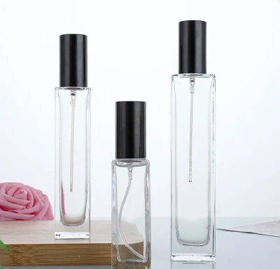 Luxury Manufacturer Square Thicken Bottom Cosmetic Glass Perfume Bottle with Lids