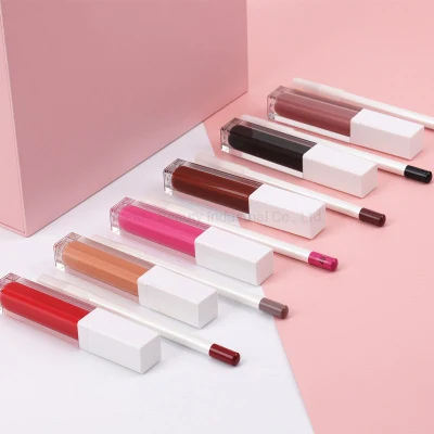 Matte Liquid Lipstick Lip Liner Kit No Label Lip Gloss Wooden Pencil Lipliner Set