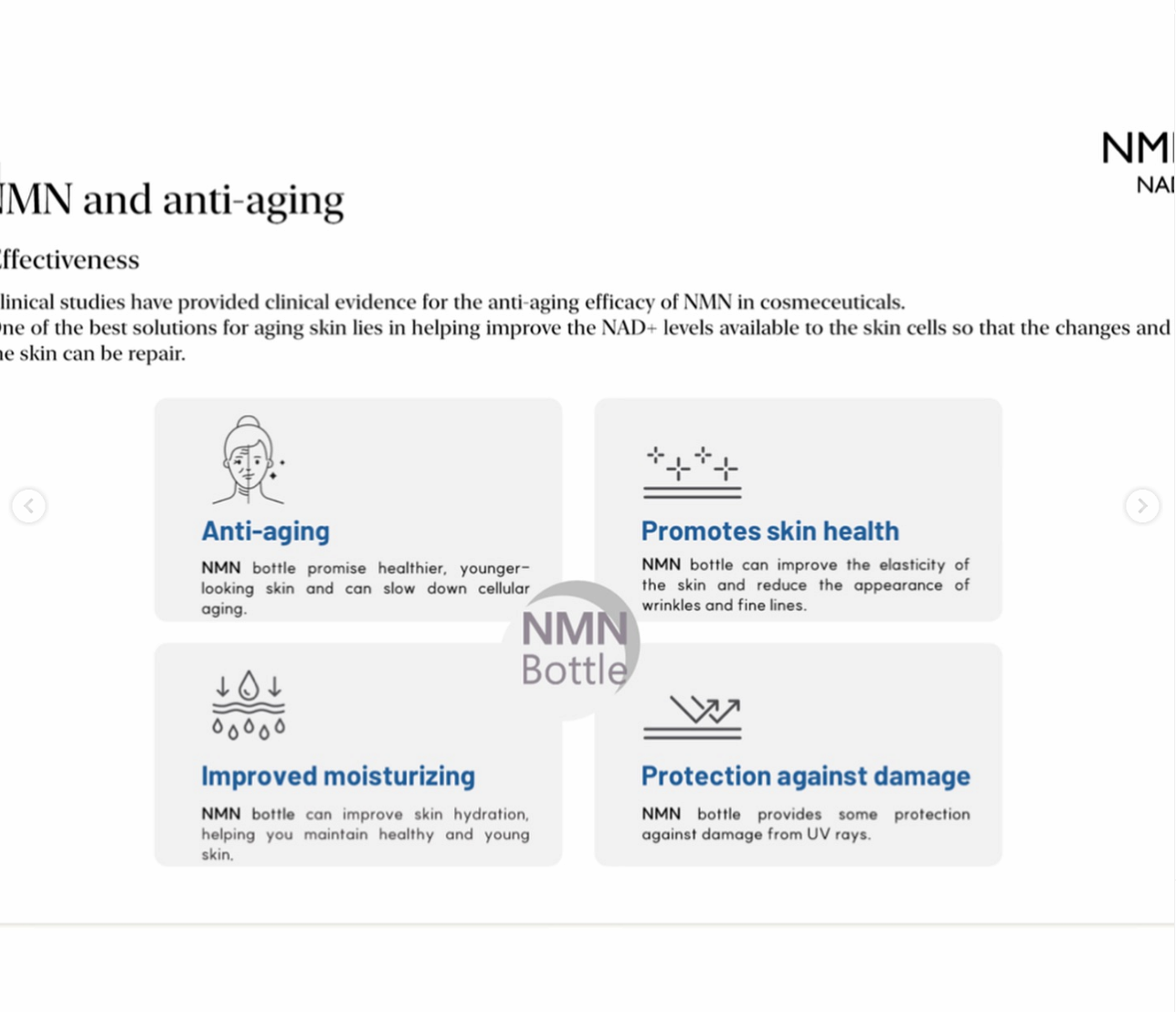 NM N BOTTLE, NA D BOOSTER Delay Skin Aging Solution.