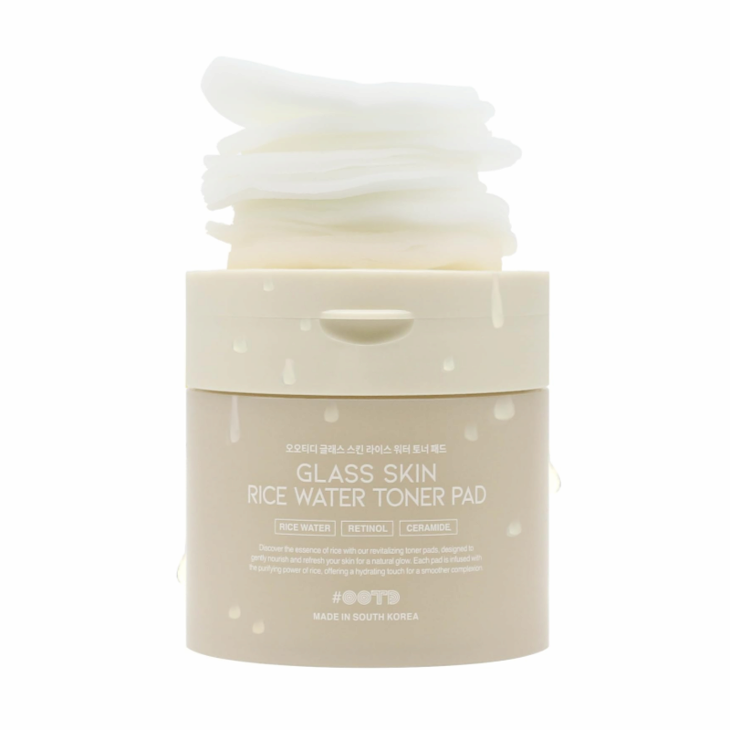 OOTD Glass Skin Rice Water Toner Pad for Dry Dull Sensitive Skin Retinol Ceramides Strengthen Skin