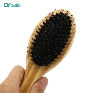 Oval Wood Brush Wooden Hairbrush Hair Boar Bristle Nylon Bristles