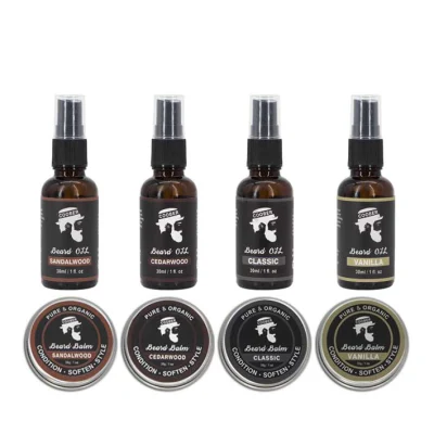 Private Label 100% Natural Ingredients Set for Four Beard Oil Collection