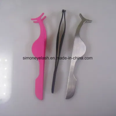 Steel False Eyelash Fake Eye Lash Tweezers Applicator