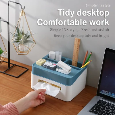 Tissue Desktop Storage Box Remote Control Storage Bin