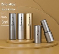 3ML Round Cute Silver Color Die-Casting Zinc Alloy Rotatable Metal Lipstick Empty Tube