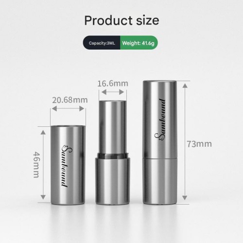 3ML Round Cute Silver Color Die-Casting Zinc Alloy Rotatable Metal Lipstick Empty Tube