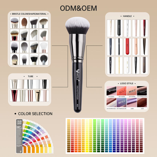Custom Logo Private Label Single Makeup Brush Professional Vegan Powder Blush Fan Face Cosmetic Brush Factory Direct