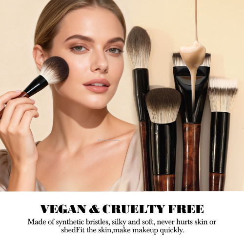 2026 24Pcs Black Blush Contour Wooden Handle Brown Bulk Private Label Luxury Vegan High Quality Professional Makeup Brush Set