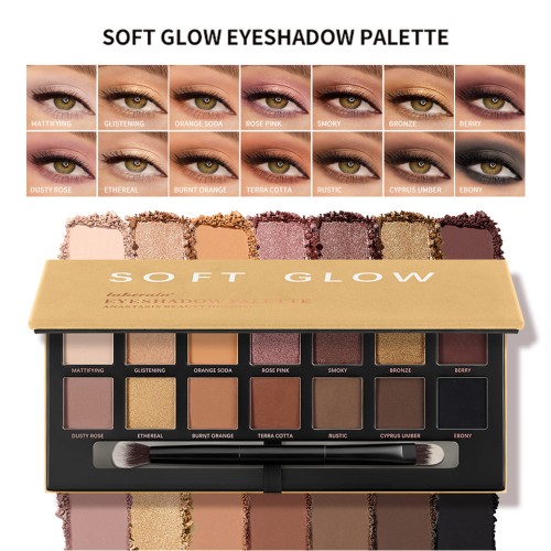 14 Colors Glitter Eyeshadow Palette Wholesale Shimmer Eye Shadow Cosmetics Private Label Custom Logo Low MOQ