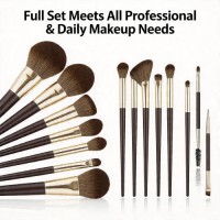 Factory Wholesale 13-15 Pcs Professional Makeup Brush Set Private Label Luxury Synthetic Hair Face & Eye Cosmetic Brushes with Dual-Ended Tools