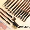 2026 24Pcs Black Blush Contour Wooden Handle Brown Bulk Private Label Luxury Vegan High Quality Professional Makeup Brush Set