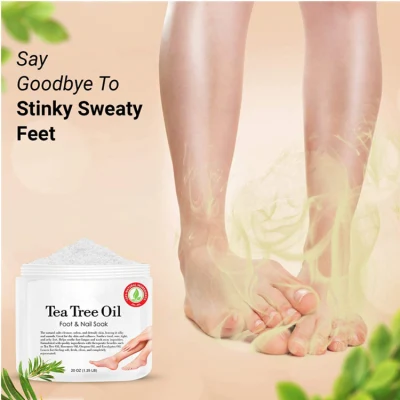 100% Natural Tea Tree Foot &amp; Nail Soak for Dry Cracked Feet with Epsom Salt