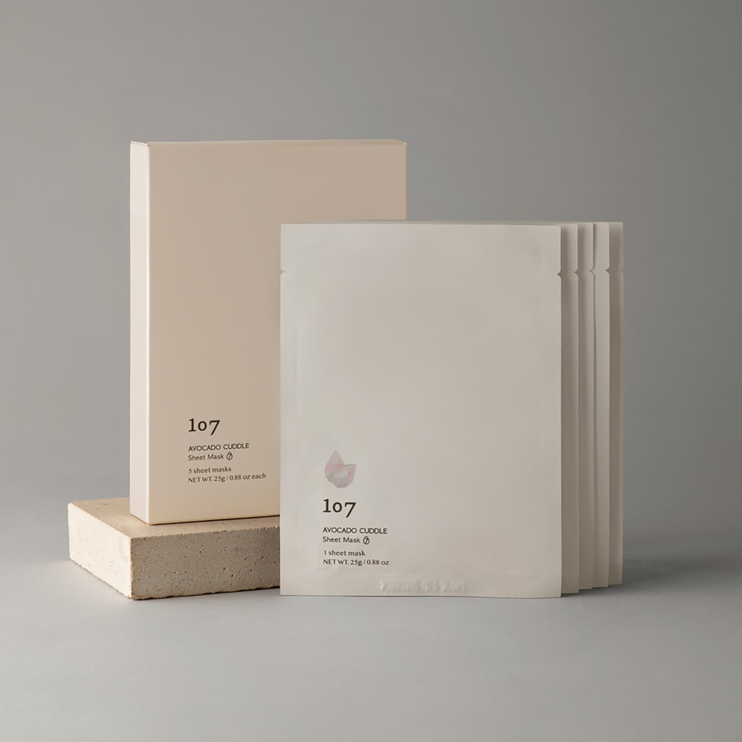 107 ONEOSEVEN Avocado Cuddle Sheet Mask 25g x 5ea, Facial Mask Sheet, Mask for face, K-Beauty