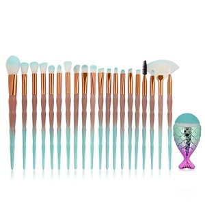 20 pcs Lucky fish  No logo and oval makeup brush blue hair Brush Tool