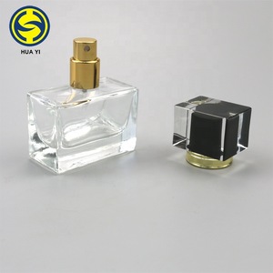 30ml square clear spray glass perfume bottle with pump  for cosmetic packing