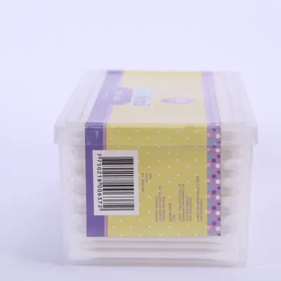 500PCS Plastic Double Round Head Cotton Swab for Beauty in Square PP Box