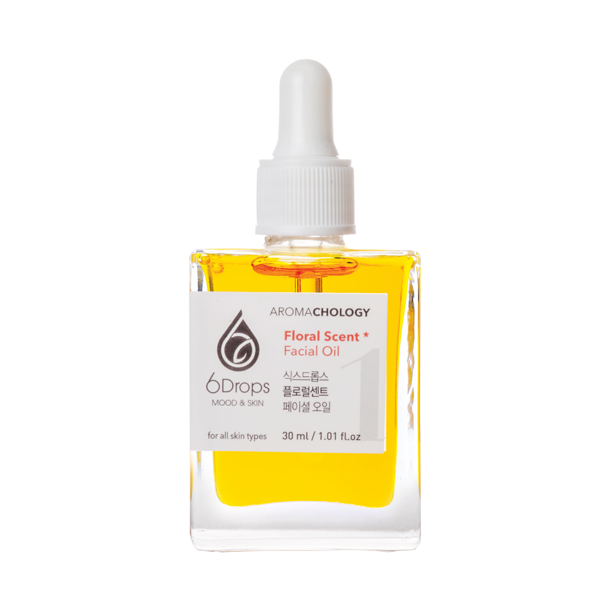 6Drops Aromachology Face Oil - #1 Floral Scent. 30ml. VEGAN Registered.