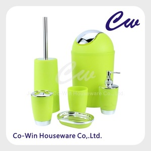 6Pcs Plastic Bathroom Accessory Set Luxury Bath Accessories Bath Set, Soap Dispenser/Toothbrush Holder/Soap Dish/Trash Can