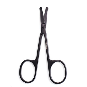 BlueZOO Small Black Professional Stainless Steel Facial Hair Scissors for men Moustache/Beard/Nose Hair trimming Grooming