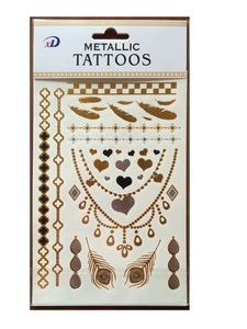 Custom Metallic Sticker waterproof body art Designs Temporary Tattoo