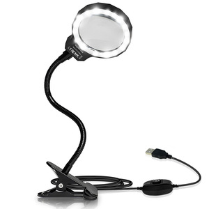 DH-88003 Battery Operated Working Page Illumination Magnifying Glass Lamp,Desk Metal Reading Magnifier With 16 Led Light