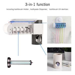 Electric Wall Mounted Toothpaste Dispenser UV Toothbrush Sterilizer Muli-function UV Ultraviolet Light Toothbrush Holder Case
