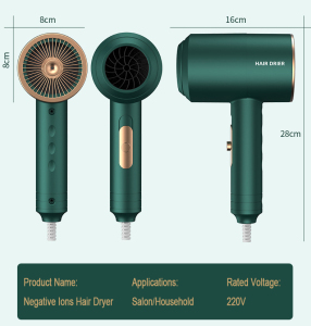 Fashion Design Professional Hair Salon Drier Cold and Hot Quick Drying Negative Ions Hair Dryer