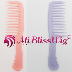 Free Shipping New Design Colorful Blue Pink Flat Top Straight Wide Tooth Large Plastic Hair Comb