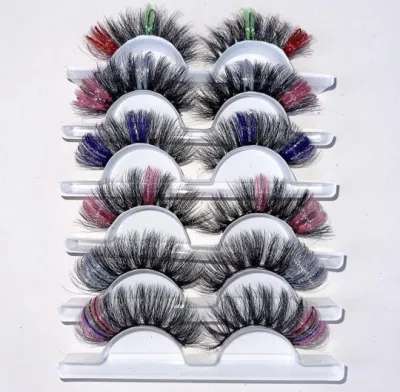 High Quality Wholesale Eyelashes 16mm 18mm 20mm 22mm 25mm Full Strip Fluffy Curly Thick Messy Color Mink Lashes