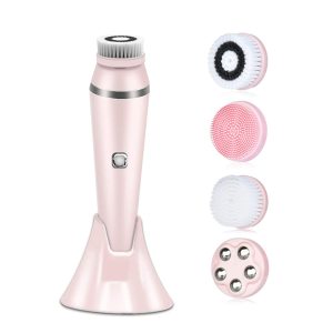 IPX7 Waterproof 4 Replacement Heads Rechargeable Sonic Exfoliating facial cleansing brush