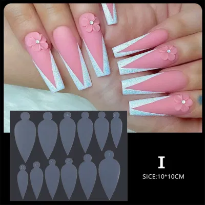 Manicure Crystal Nail Mask Free Matte Paperless Extension Gel 12 Pieces of Nail Mould French Sticker