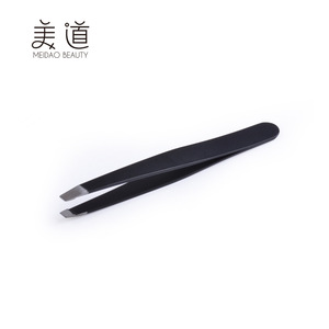 Meidao High Quality Yangjiang Stainless Steel Black Slanted Eyebrow Tweezers