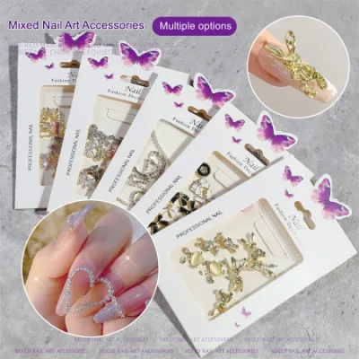 Nail Art Japanese New Style Nail Art Aurora Butterfly Love Bear Bow Chain Alloy Decorations