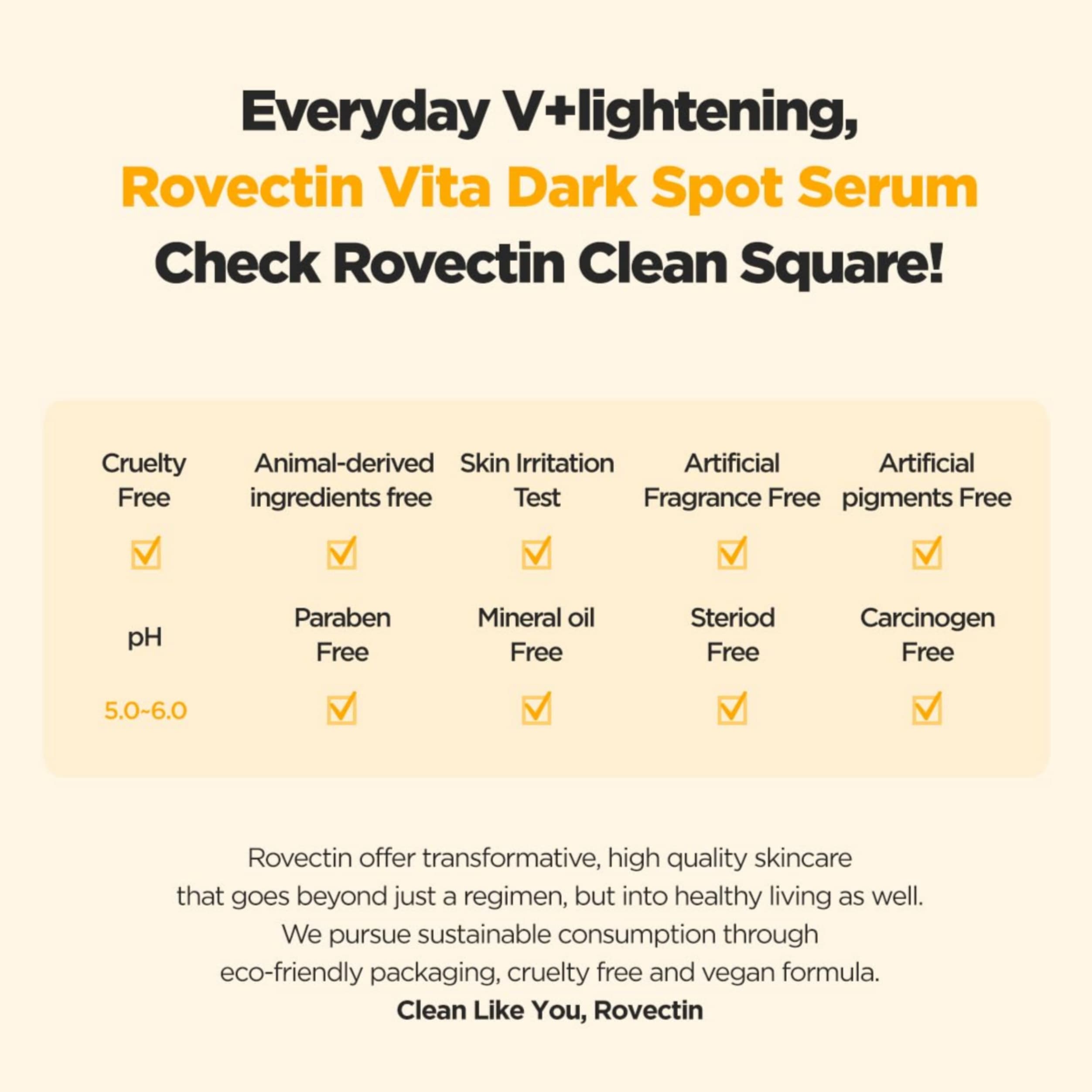 ROVECTIN Vita Dark Spot Serum for Clearing Blemish and Evening Skin Tone