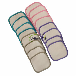 U-HomeTalk 2020 Square Shape 8CM Reusable Facial Bamboo Cotton Velvet Terry Makeup Remover Pads With With Cotton Meshbag