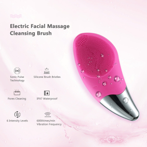 Waterproof Silicone Sonic Face Cleanser Deep Pore Brush Device Skin Care Cleanser Tool Electric Facial Cleansing Brush Massager